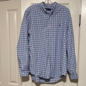 Polo by Ralph Lauren Men's White and Blue Plaid Shirt